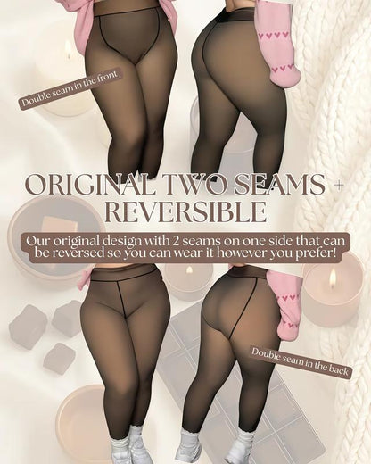 NEW COMPRESSION BAND & ONE SEAM OPTION! the ORIGINAL MAGIC FLEECE LINED LEGGINGS - XXS to 3XL - 4 SHADES - CLOSED FOOT - Fleece Tights Available in plus Size and Light to Brown Fur Womenswear Basic