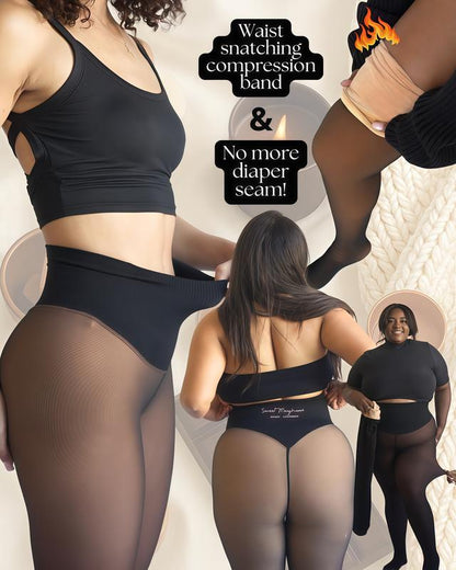 NEW COMPRESSION BAND & ONE SEAM OPTION! the ORIGINAL MAGIC FLEECE LINED LEGGINGS - XXS to 3XL - 4 SHADES - CLOSED FOOT - Fleece Tights Available in plus Size and Light to Brown Fur Womenswear Basic