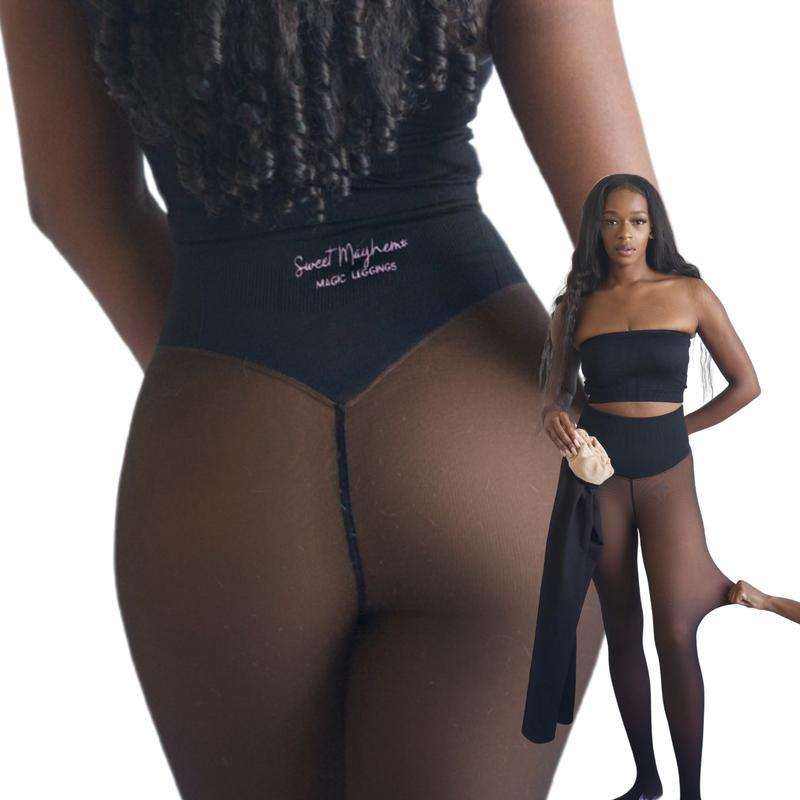 NEW COMPRESSION BAND & ONE SEAM OPTION! the ORIGINAL MAGIC FLEECE LINED LEGGINGS - XXS to 3XL - 4 SHADES - CLOSED FOOT - Fleece Tights Available in plus Size and Light to Brown Fur Womenswear Basic